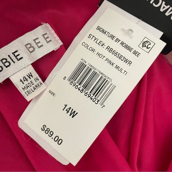 ROBBIE BEE Plus Size Cold-Shoulder Caftan Dress Hot Pink Women’s Sz 14W - Picture 8 of 10